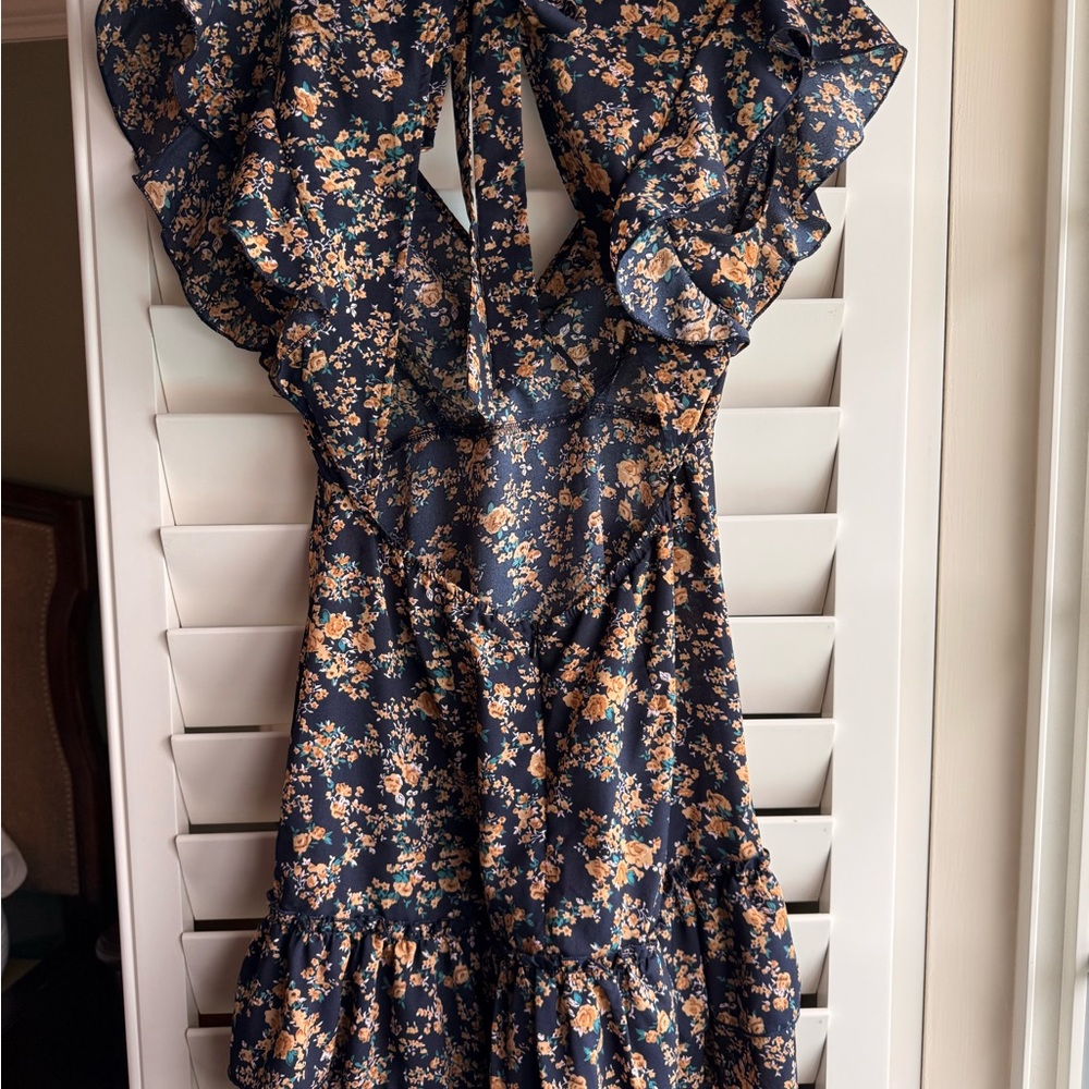 SHEIN Navy Floral Mini Dress - Picture 2 of 3